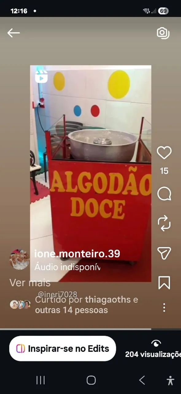 VD. MÁQUINA DE ALGODÃO  DOCE. USADA.