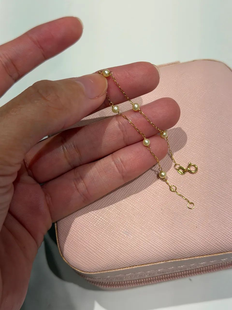 Pulseira infantil de ouro 18k com pérolas naturais  - Foto 3