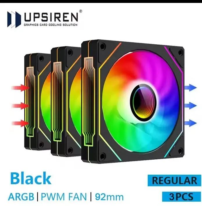Kit 3 Ventoinhas UPSIREN UF-9 PRISM 4 PRO ARGB PWM 92mm - 800 a 2500 RPM