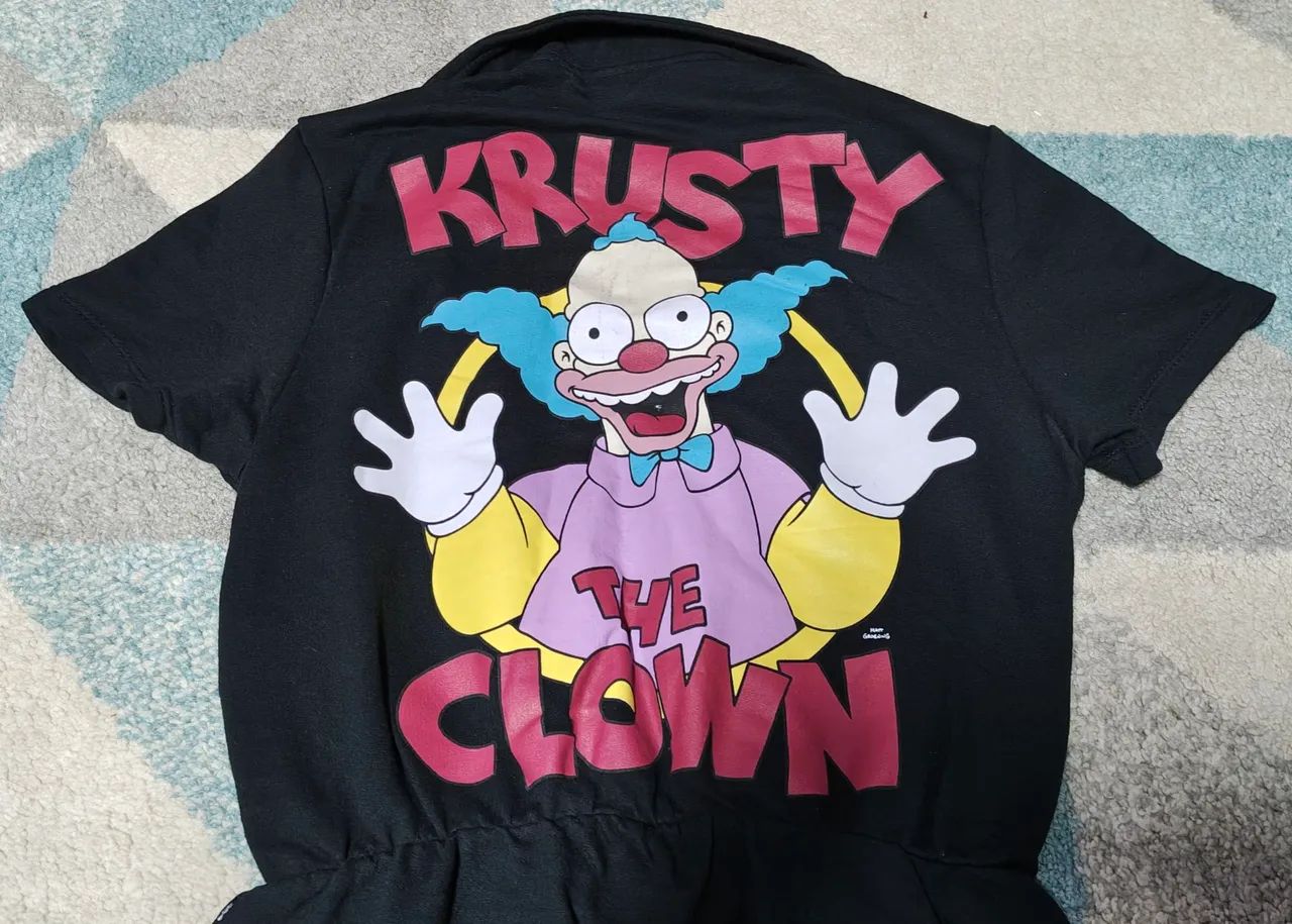 macacão os simpsons krusty moletom preto p usado - Foto 4