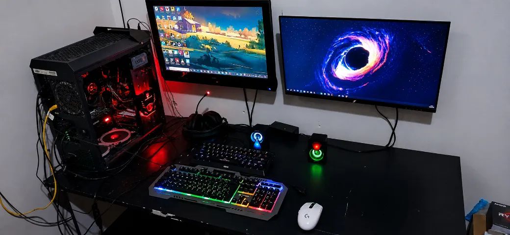 PC Gamer Completo + Mesa + 2 Monitores