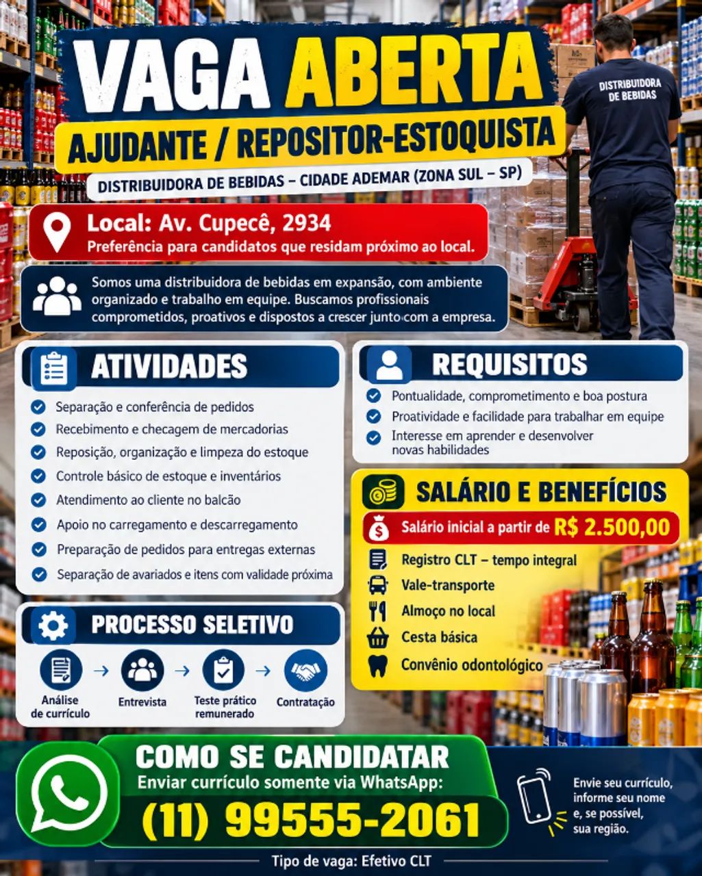 AJUDANTE GERAL - DISTRIBUIDORA DE BEBIDAS