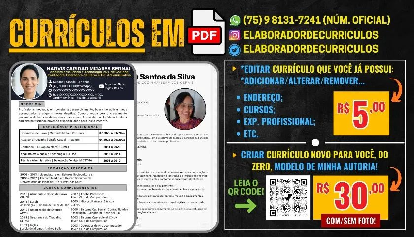 Currículos em PDF.