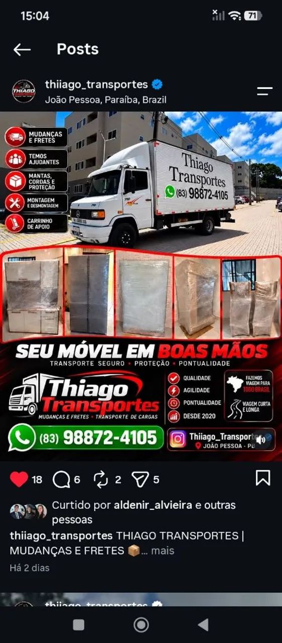 MUDANCAS DE JOAO PESSOA PARA TODO BRASIL