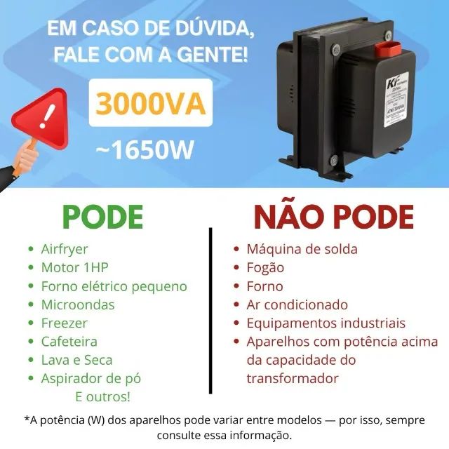 Transformador de voltagem220 para 100 e 110 para 220V - 3000 VA - Foto 3