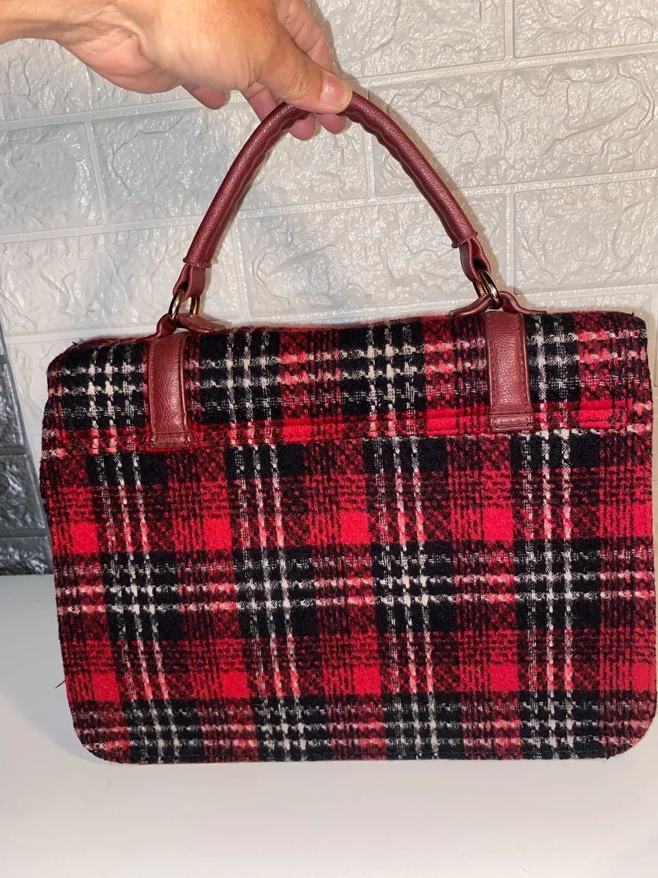 Bolsa lã xadrez - Foto 5