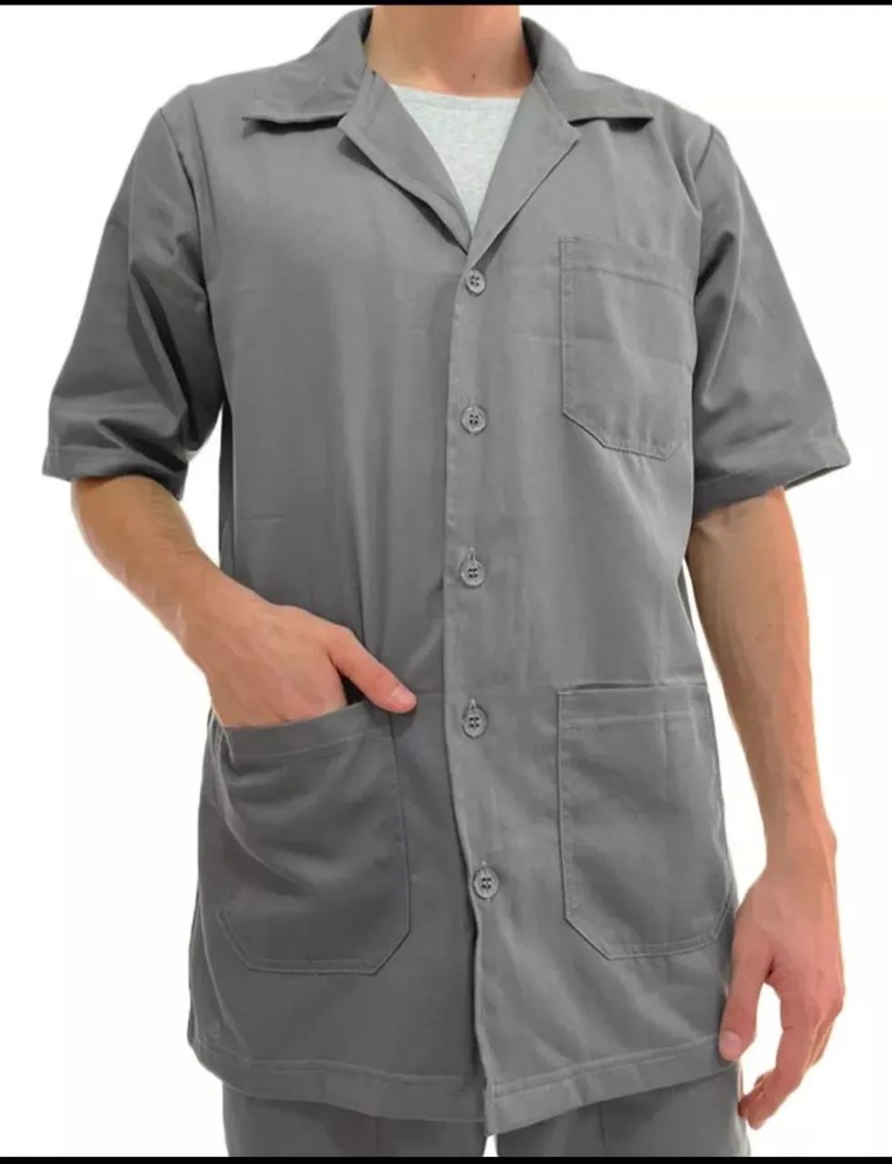 Conjunto Brim Calça e Jaleco manga curta trabalho Uniforme  - Foto 4