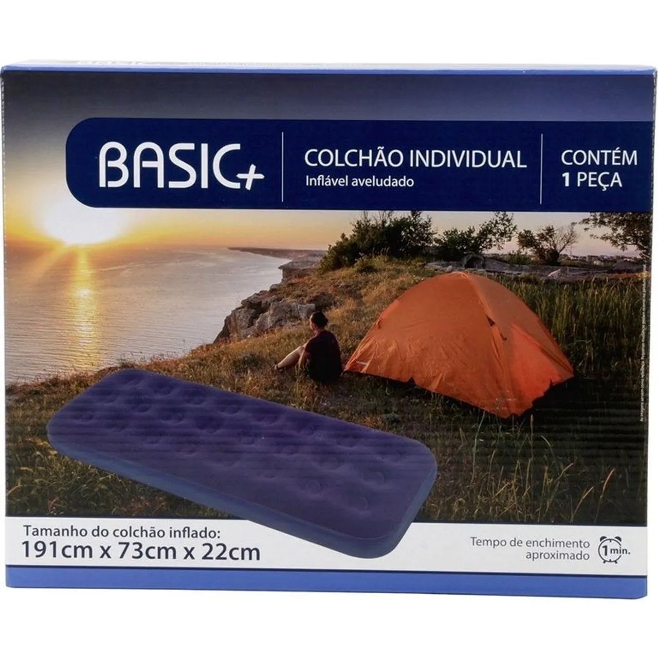 Colchão Inflável Solteiro Basic+ Azul - Foto 5