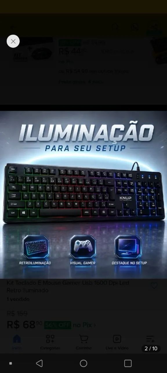 Kit Gamer 3 em 1: Teclado, Mouse e Headset RGB para PC - Foto 3