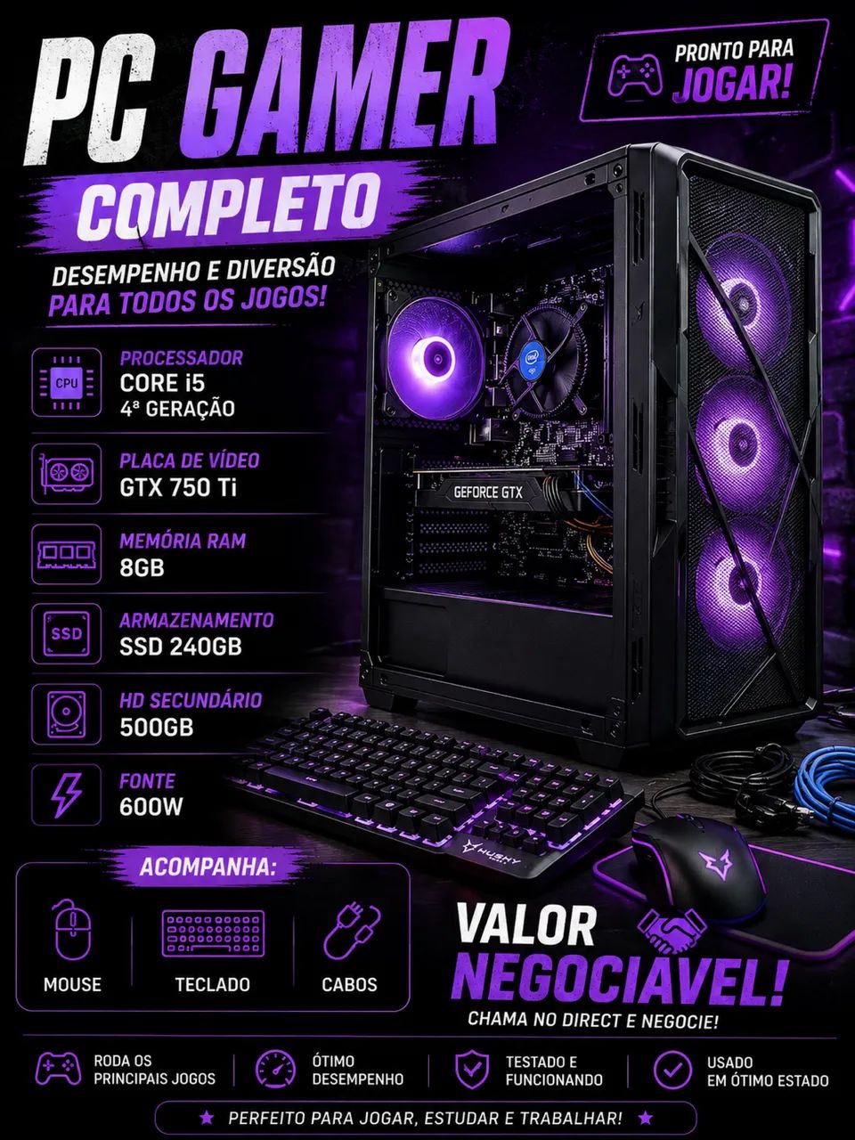 Pc gamer usado bem conservado  - Foto 3