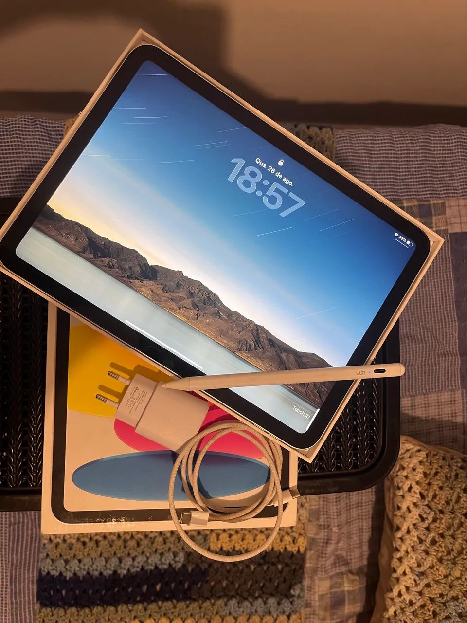 iPad 10 - Caixa, Caneta, carregador