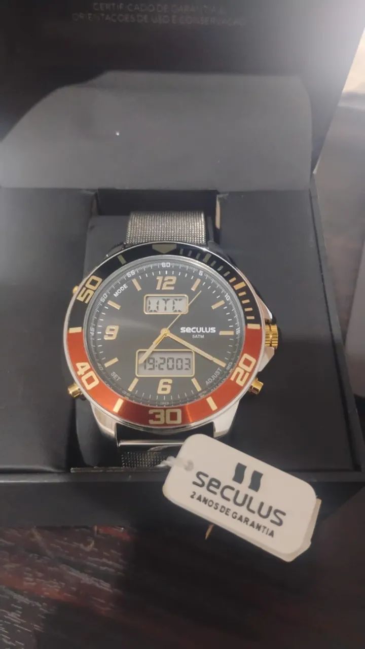 Relógio Seculus, analógico e digital. Novo, nota fiscal. Original.