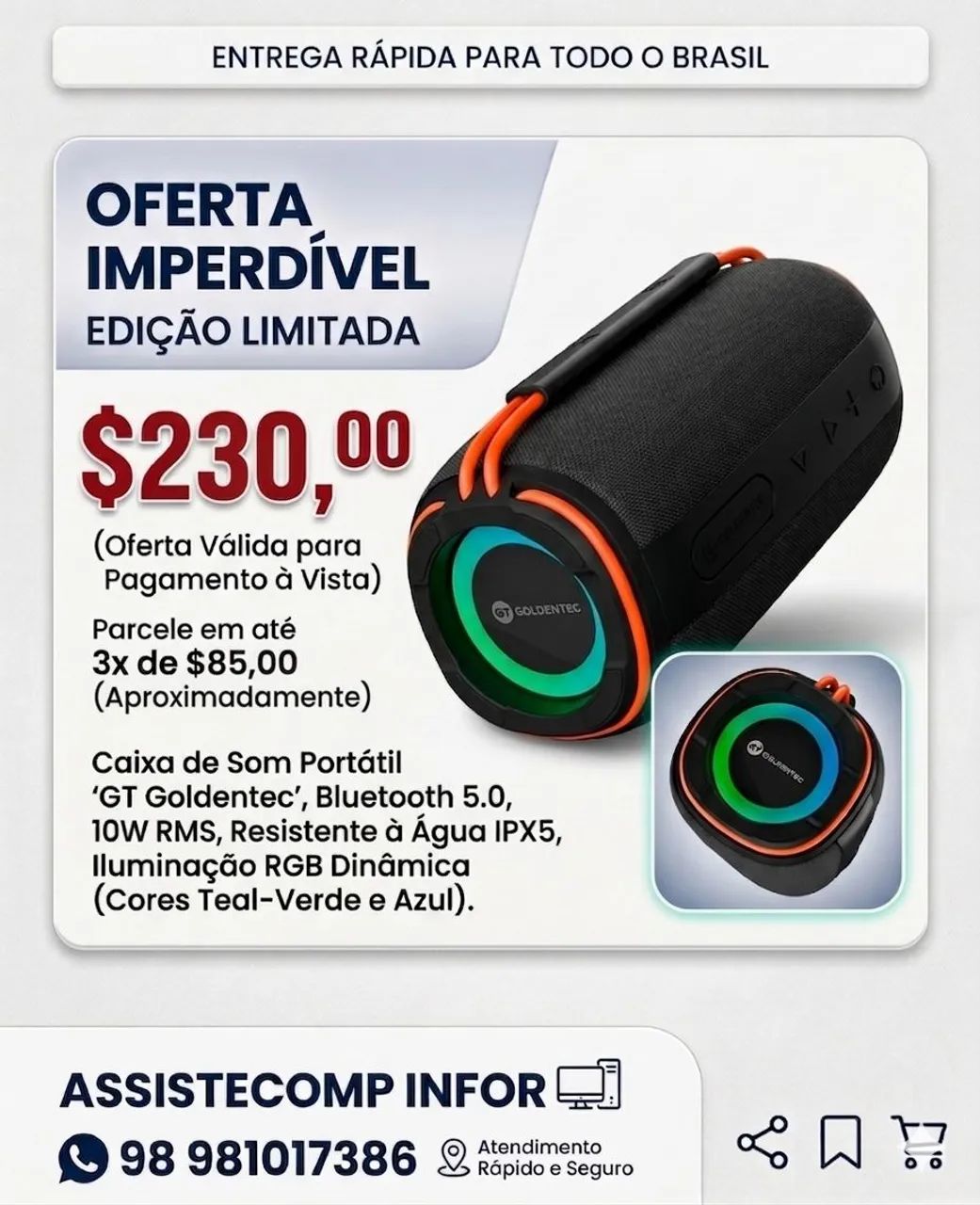 Caixa de som Bluetooth original get 