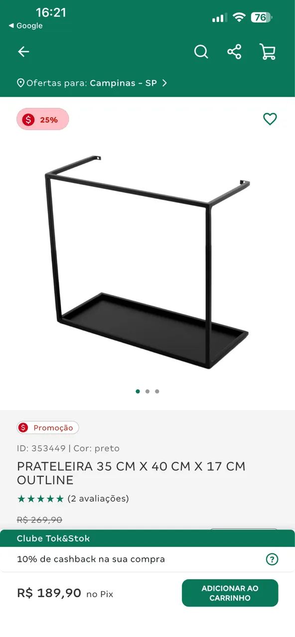 Nichos prateleiras TokStok
