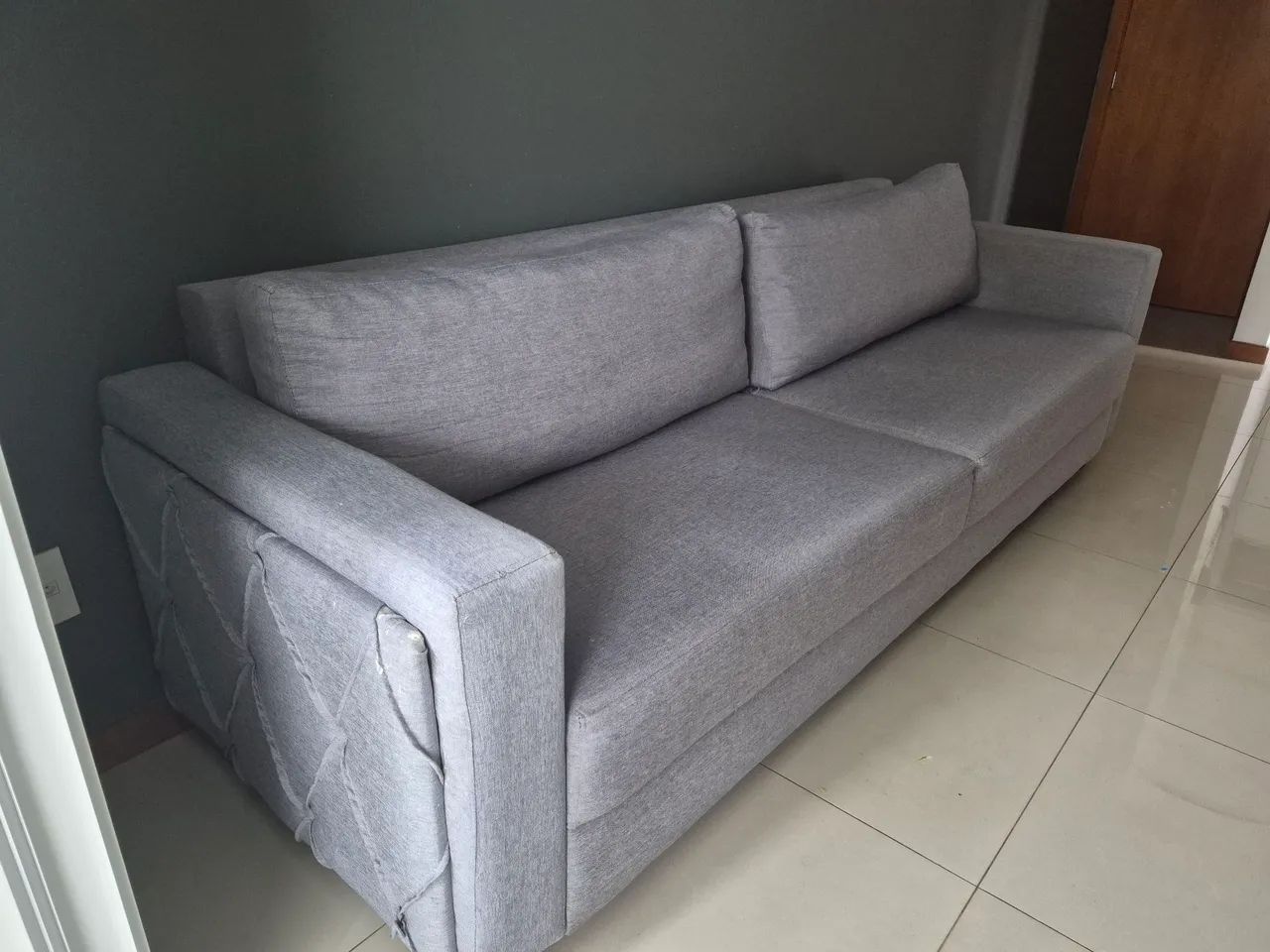 Sofá Linho Cinza 2,5 metros 