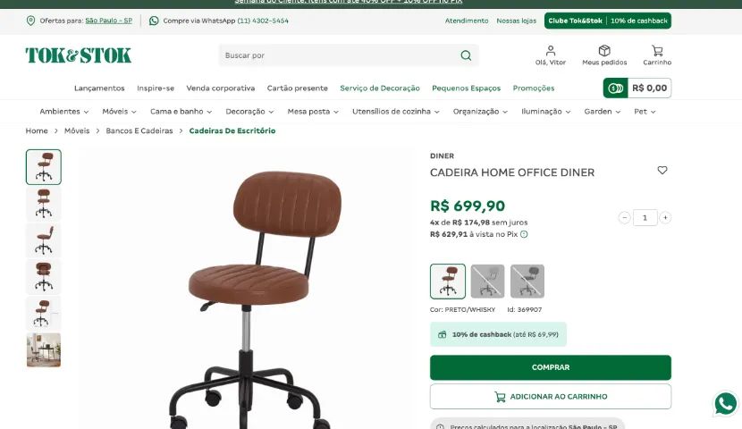 Cadeira Home Office TokStok NOVA - Foto 3