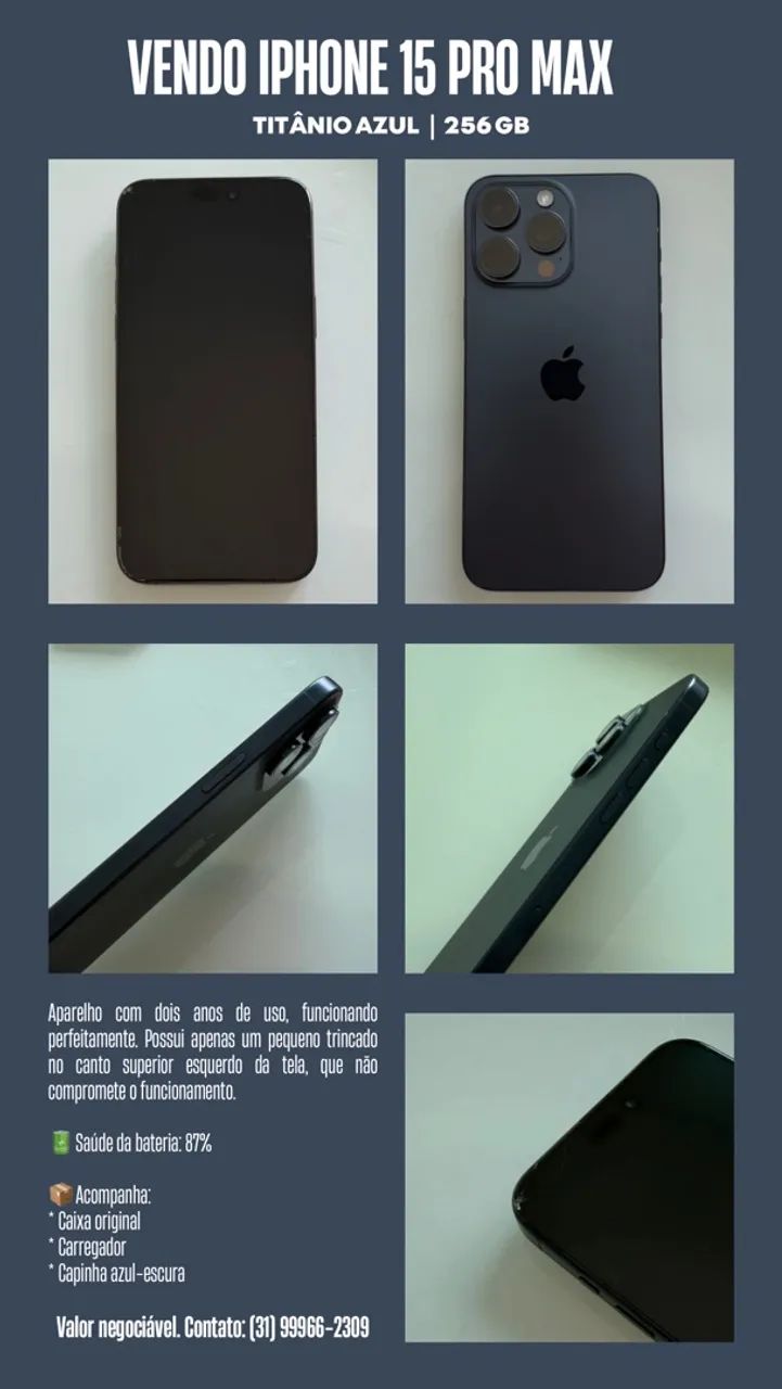 iPhone 15 ProMax 256GB - Celulares e Smartphones - Lourdes, Belo