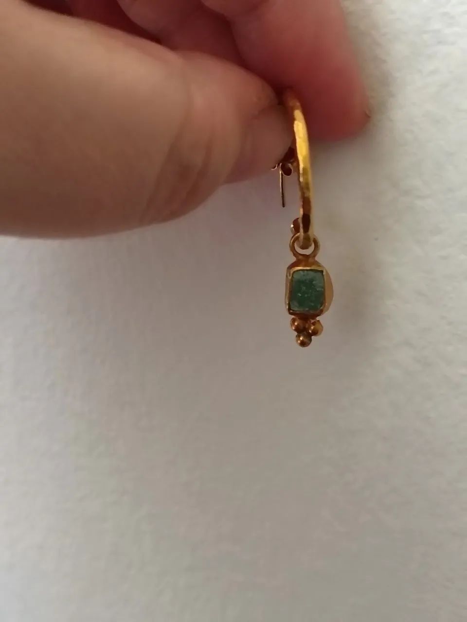 brincos argola prata 925 ouro esmeralda - Foto 3