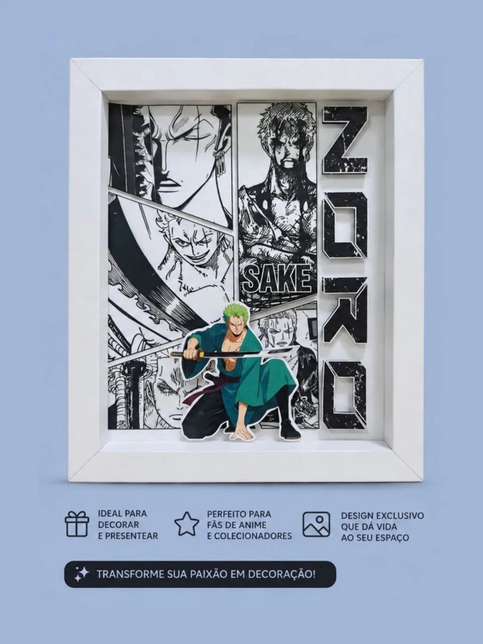 Quadro 3D do Zoro Anime