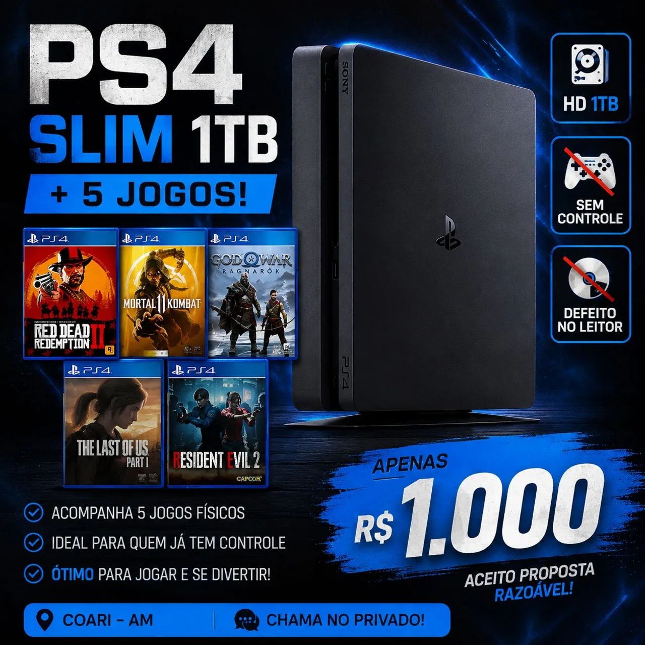 PS4 SLIM de 1T