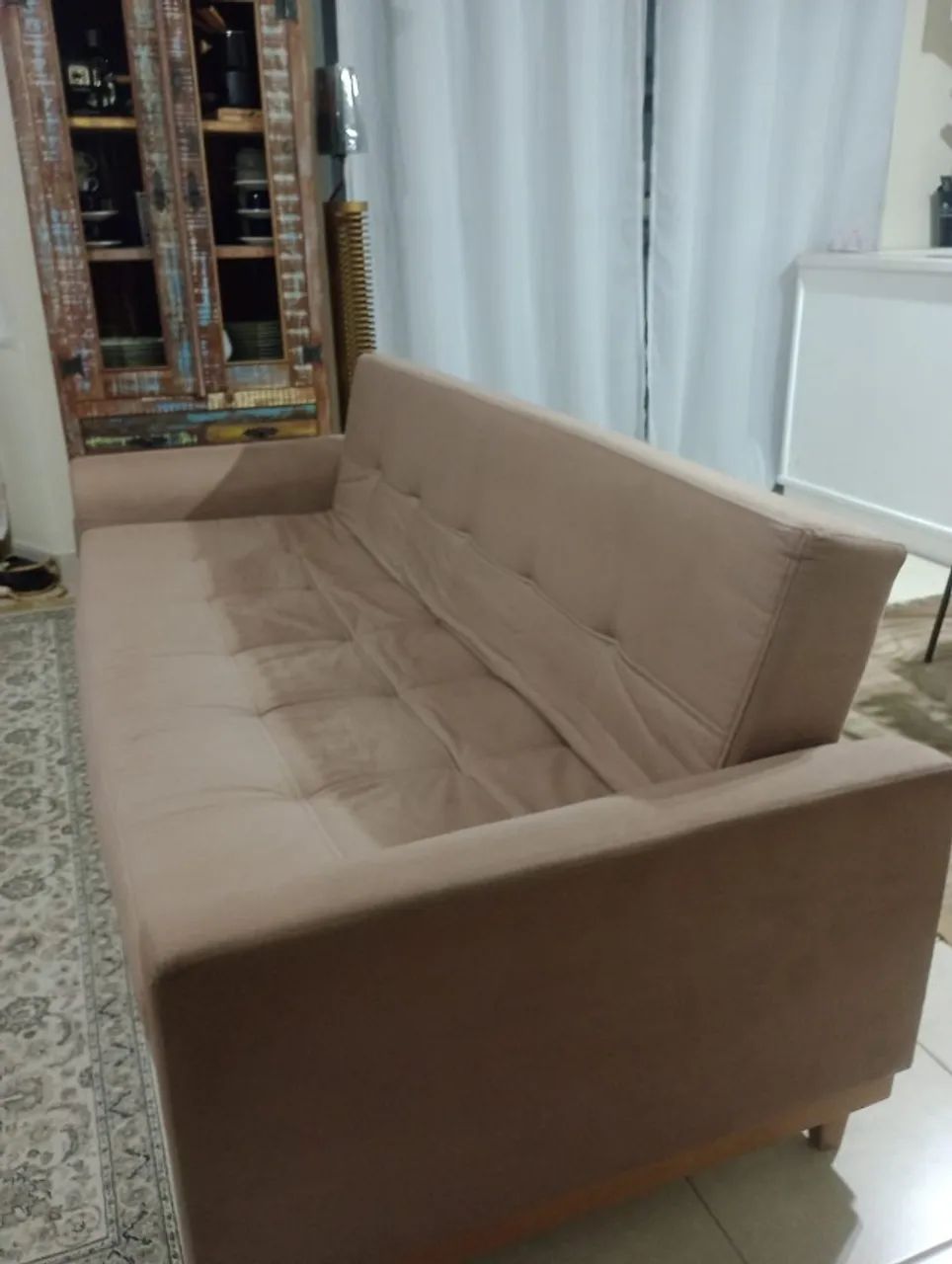 Sofá Cama 3 Lugares Bege - Elegante e Confortável - Foto 3