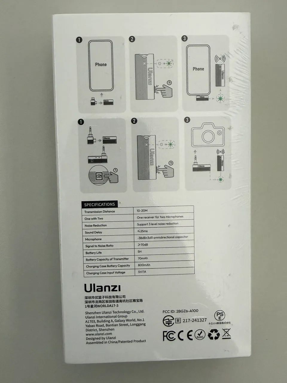 Microfone de Lapela Sem Fio Ulanzi A100 - Duplo + Case de Carga - Foto 2
