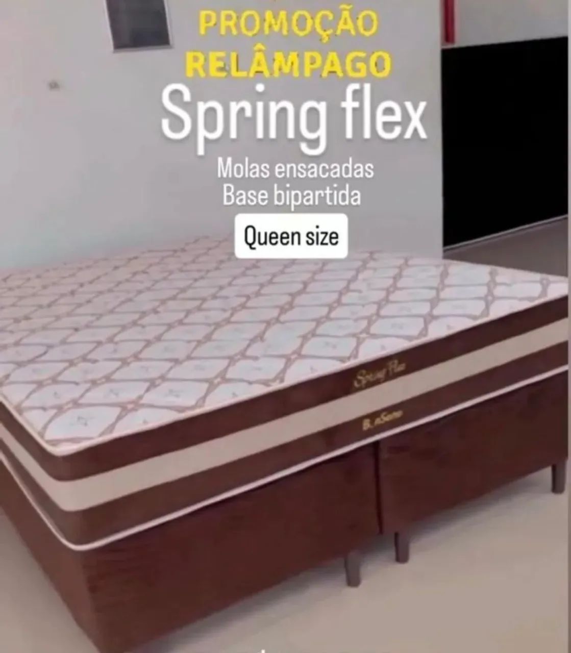 Cama queen size molas ensacadas pronta entrega base bipartida 