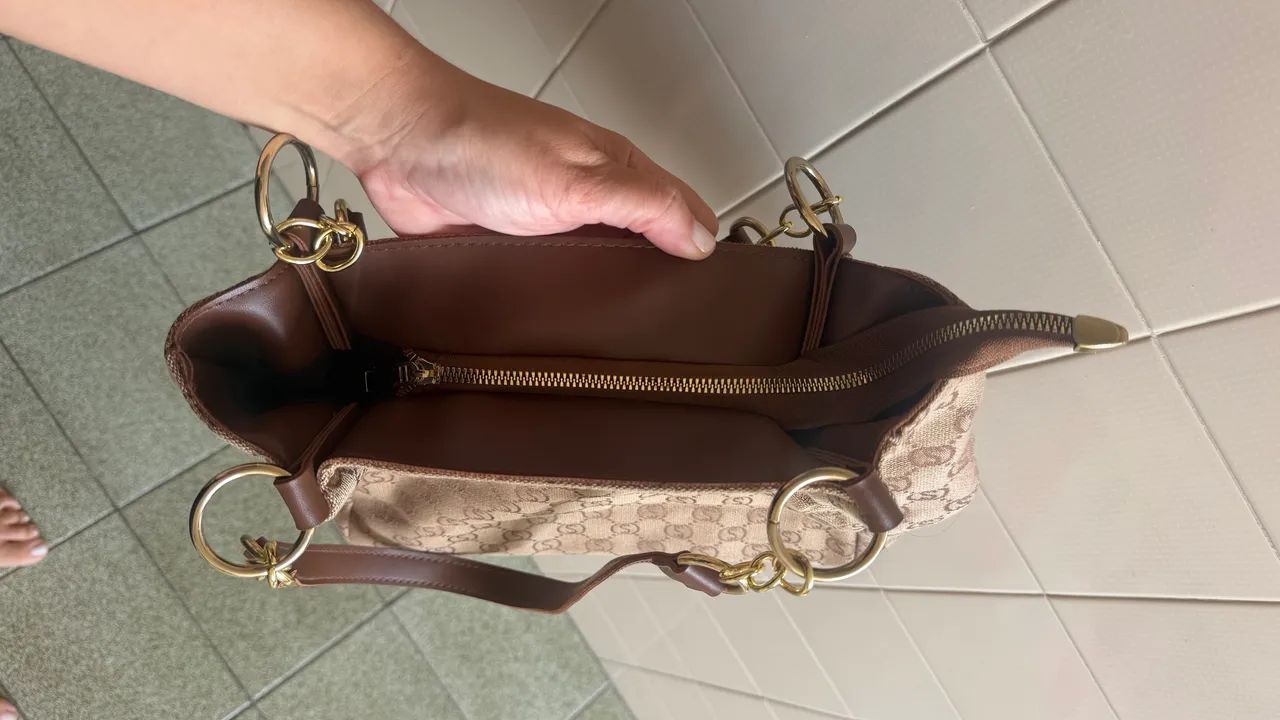 BOLSA MEDIA MARROM NUNCA USADA - Foto 2