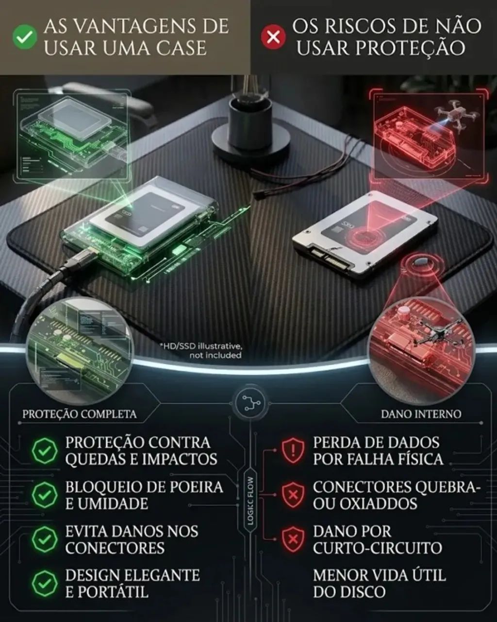 Case Externa HD SSD 2.5 SATA USB 3.0 Transparente - Foto 2