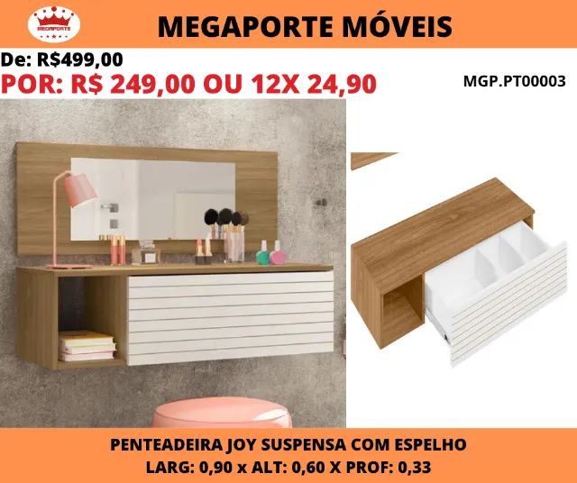 Penteadeira Joy Suspensa com Espelho  - Foto 3