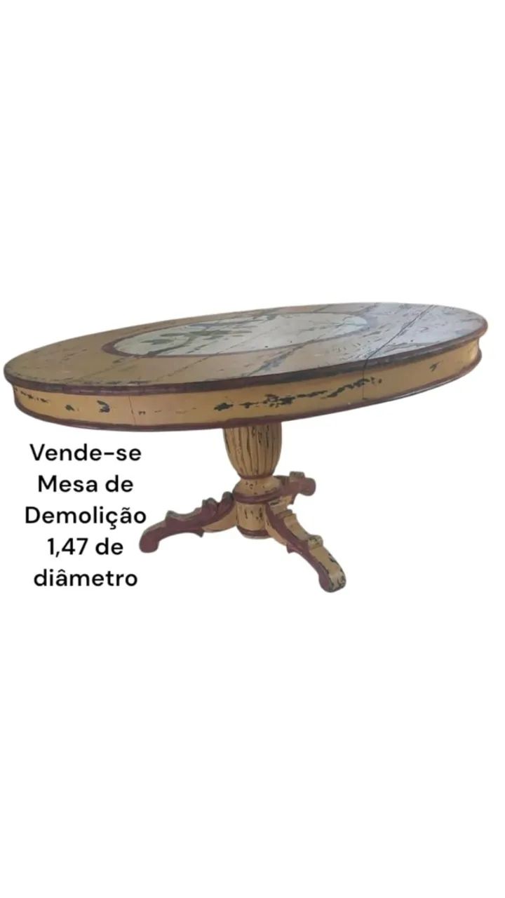 Mesa de madeira com pintura no centro - Foto 2