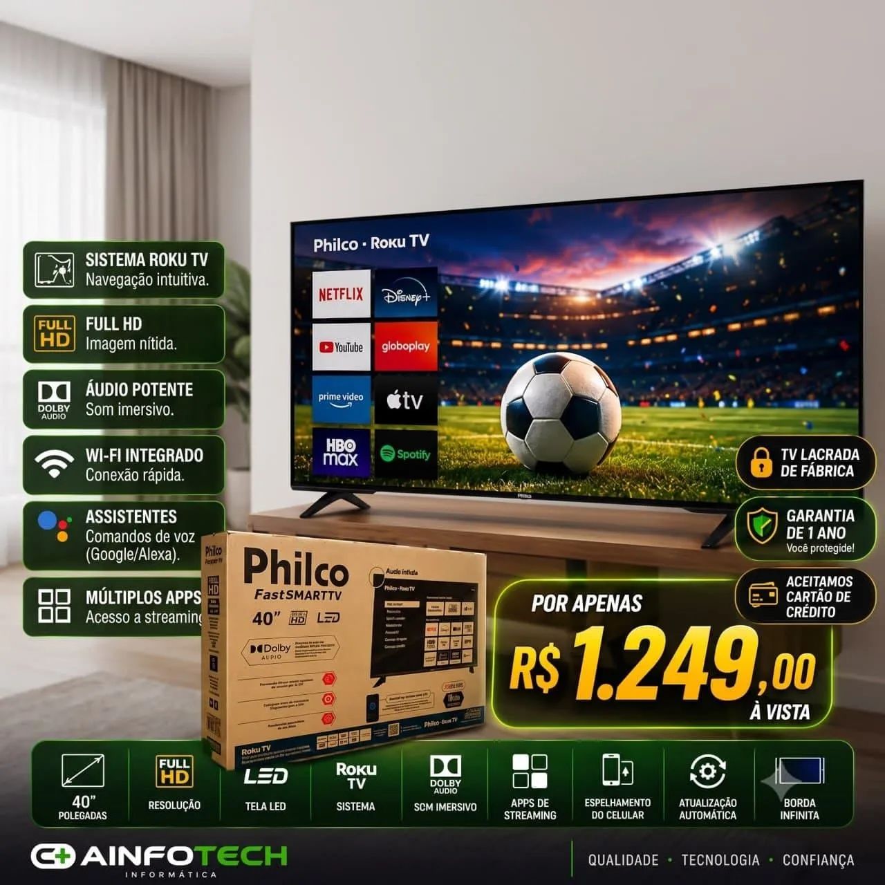 Tv smart de 40 polegada nova lacrado