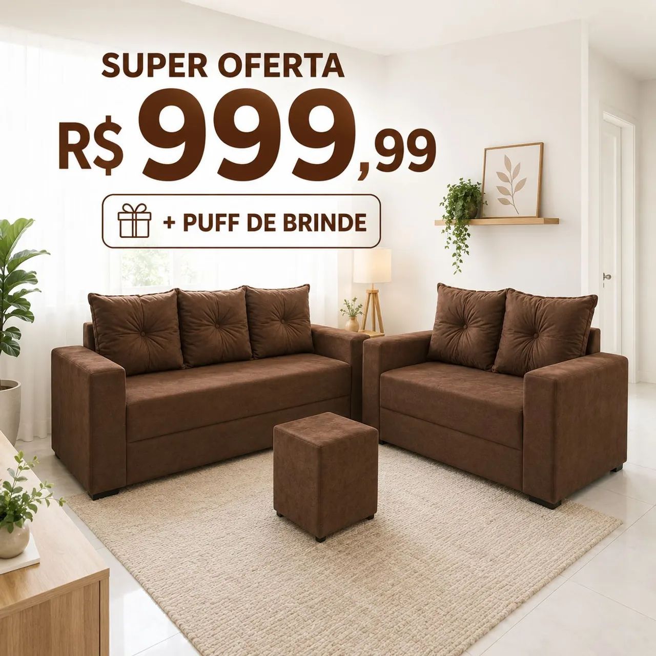 SOFÁS 3/2 LUGARES+ PUFF, preço direto da fábrica, lindas cores!! - Foto 2