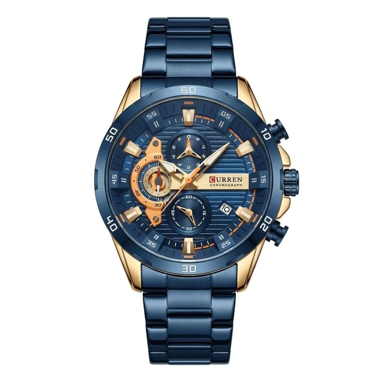 Relógio Curren Azul com Dourado 