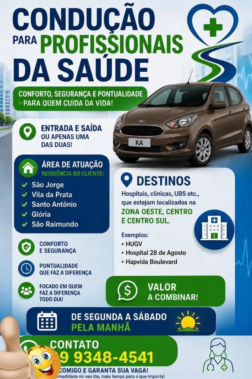 Condução para profissionais da Saude