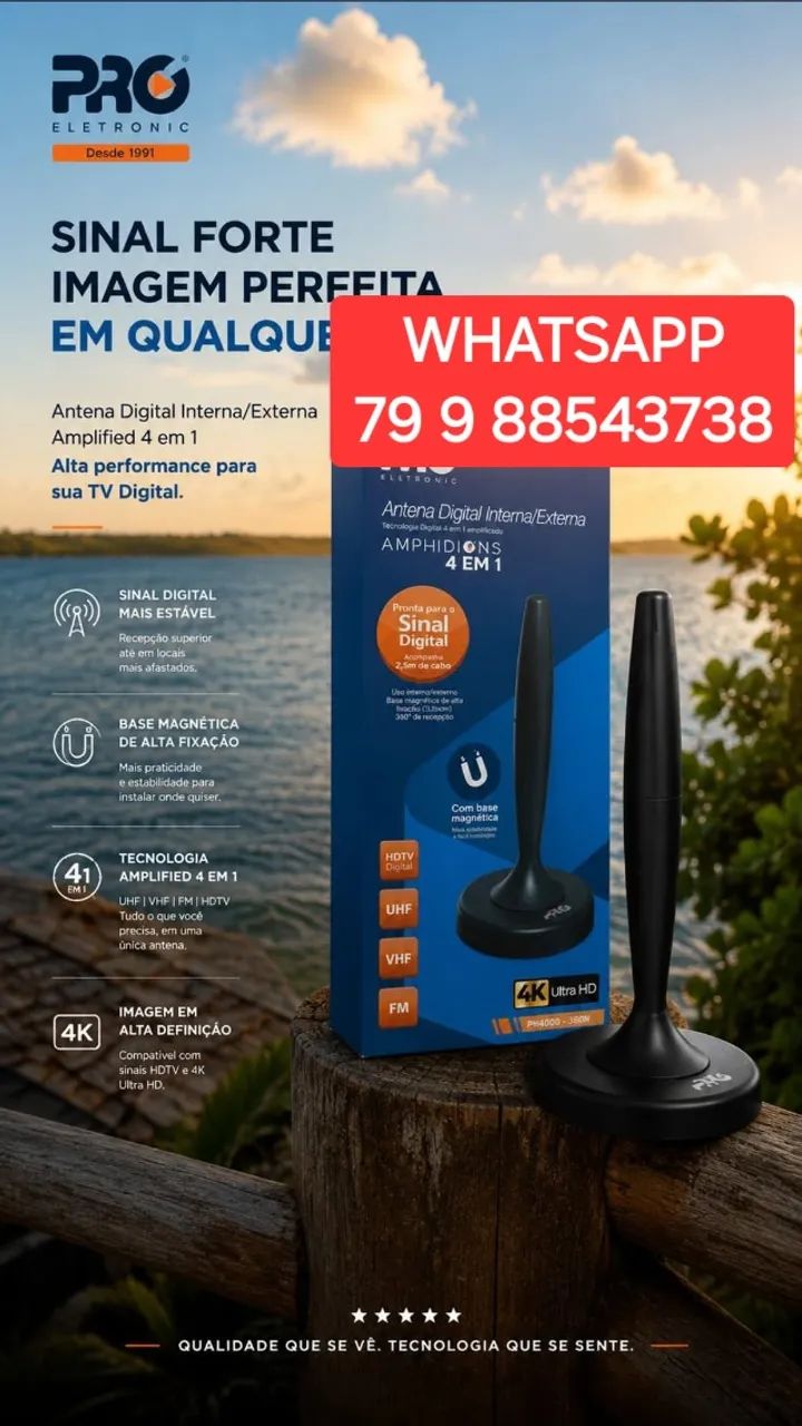 ANTENA TV INTERNA E EXTERNA CABO 3M ORIGINAL