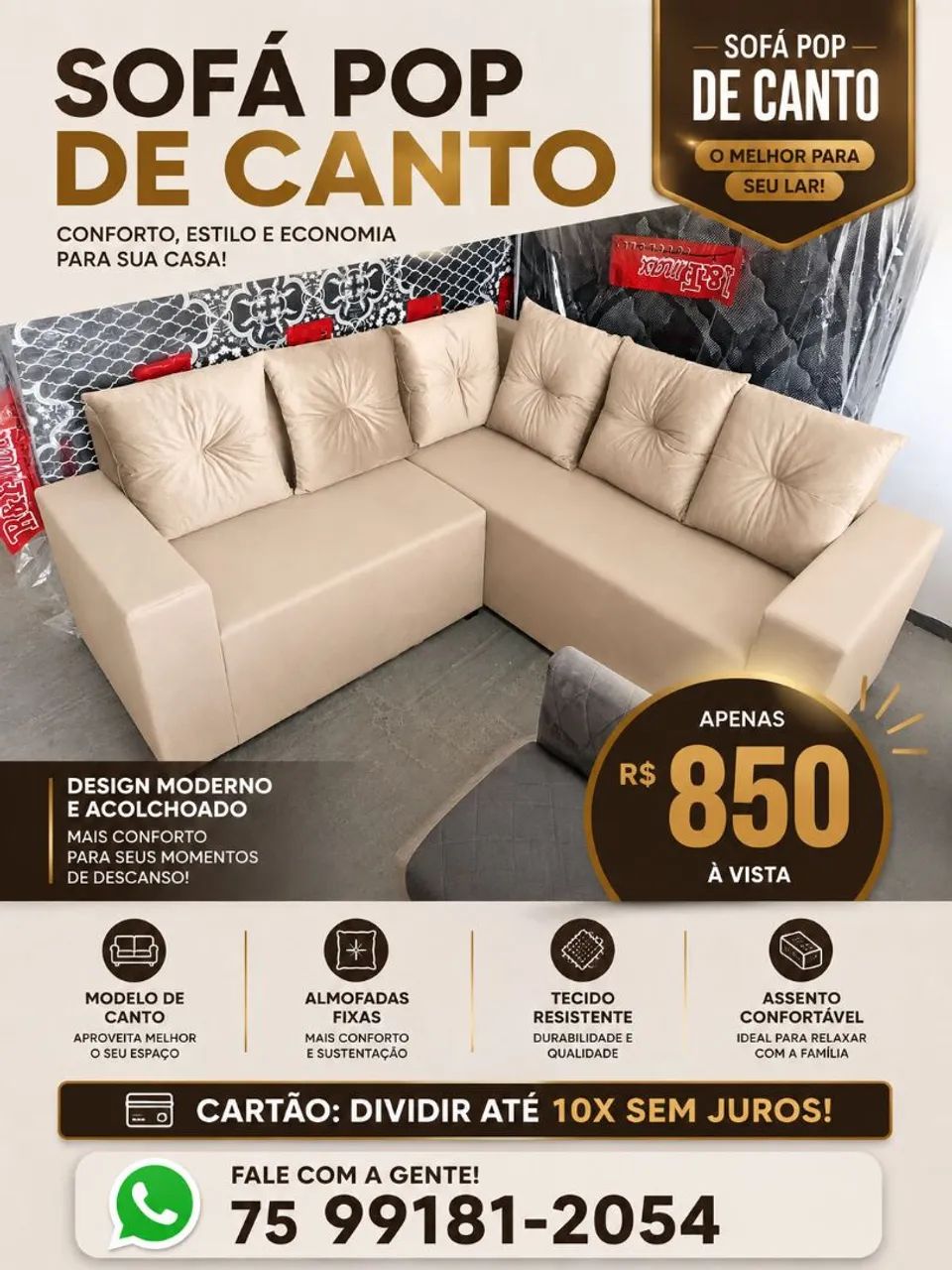 Sofa pop de canto 
