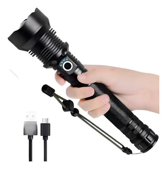 Lanterna P90 Flashlight Led Recarregável quatro leds duas baterias - Foto 3