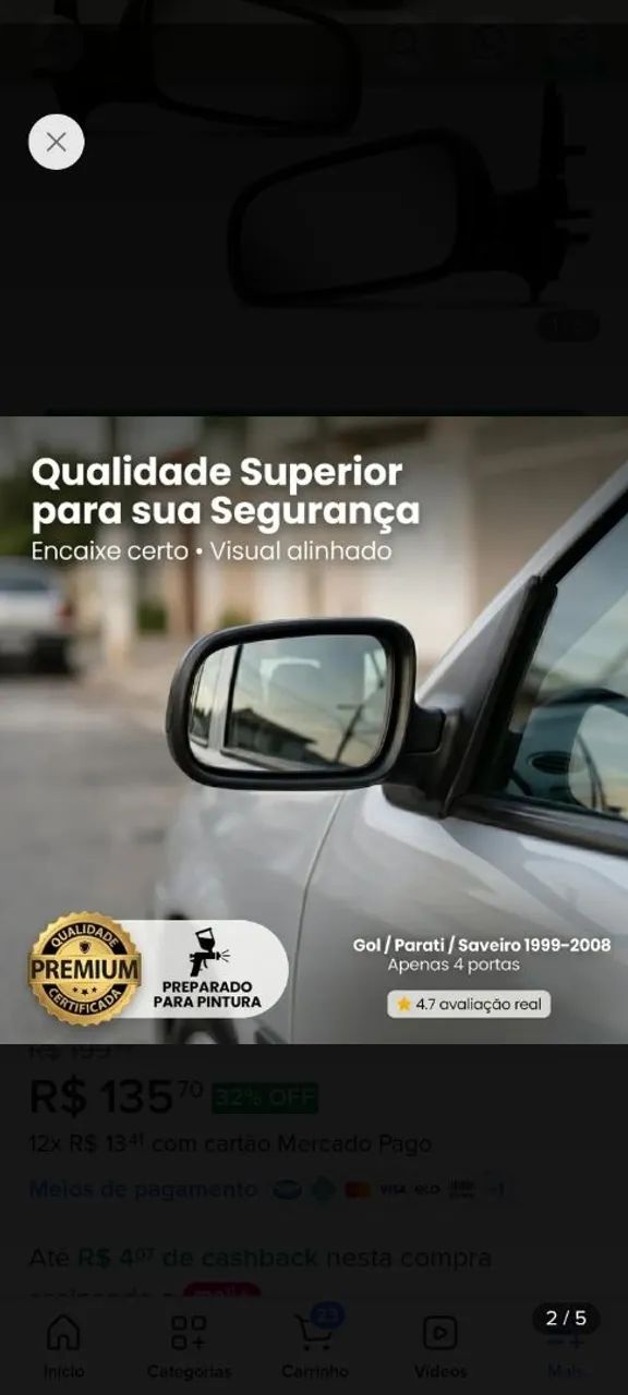 Par de retrovisores ainda na caixa compatível também cm Parati e Saveiro  - Foto 4