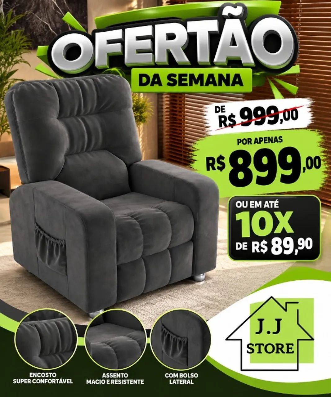 poltrona - retratil - reclinavel - compre e receba em 72 horas 