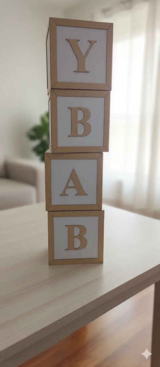 Kit com 4 Cubos BABY em mdf pintados