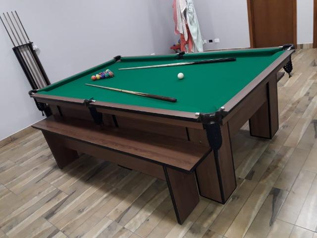 Mesa 2,42 x 1,42 | Mesa Imbuia | Tecido Verde | Modelo: ABWJ6860 - Foto 3