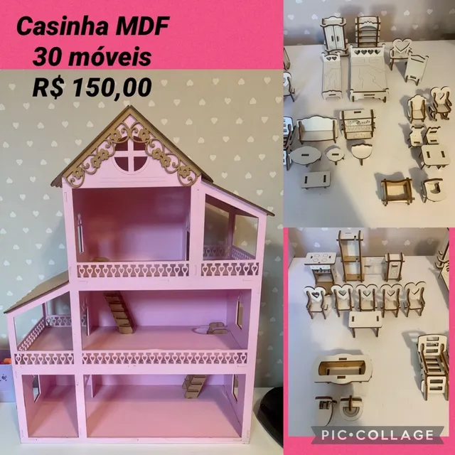 VozDosCriadores casinha boneca Barbie em MDF 1.05 m de altura