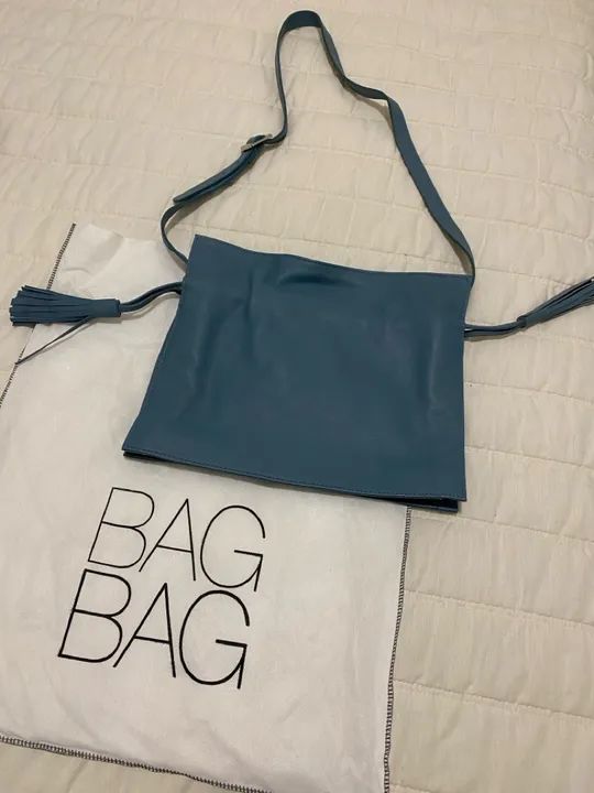 Bolsa de couro azul Bag Bag 32cmx26cm - sem uso  - Foto 2