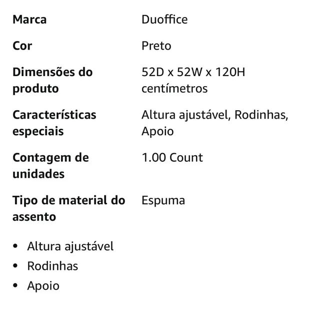 Cadeira Escritório Presidente Atlanta Duoffice Preta Comfort DU500A