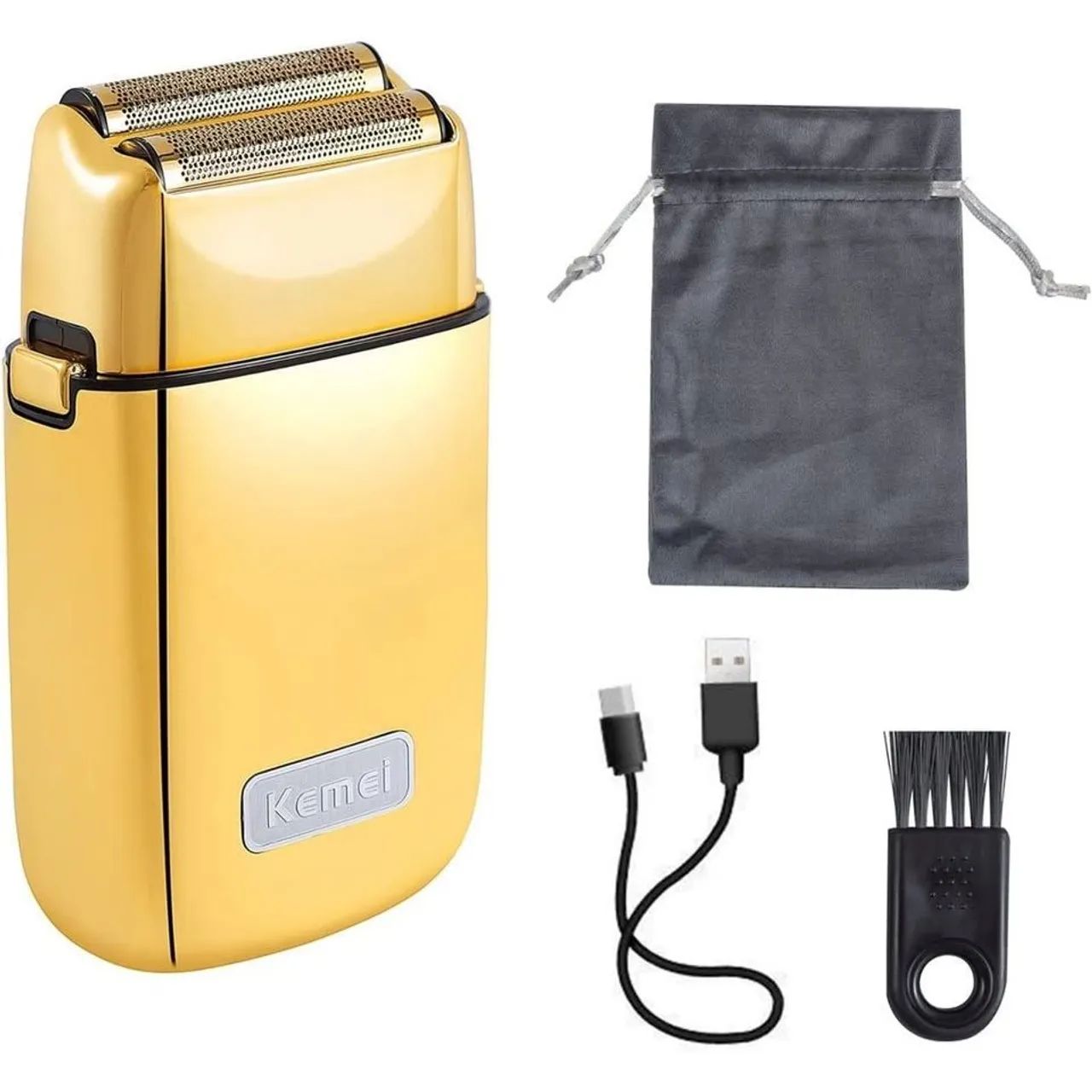Shaver aparador e barbeador Profissional KEMEI GOLD Tx1/usb/lâmina titânio hipoalêrgica - Foto 5