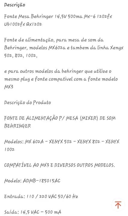 Fonte de Alimentação para Equipamento de Som Behringer 1202   1202fx - Foto 4