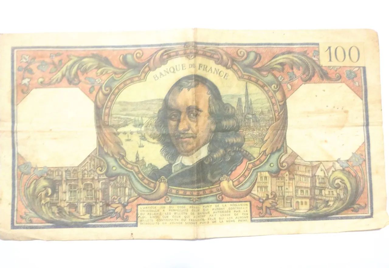 Cédula francesa antiga 100 francos