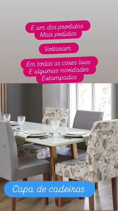 CAPAS PARA CADEIRAS LISAS E ESTAMPADAS  EM MALHA ( CADA)<br>