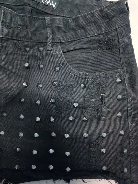 Short Jeans Preto com Strass - Foto 4